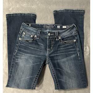 Miss Me Jeans Womens Size 28 Signature Boot Blue Denim Embellished Pockets